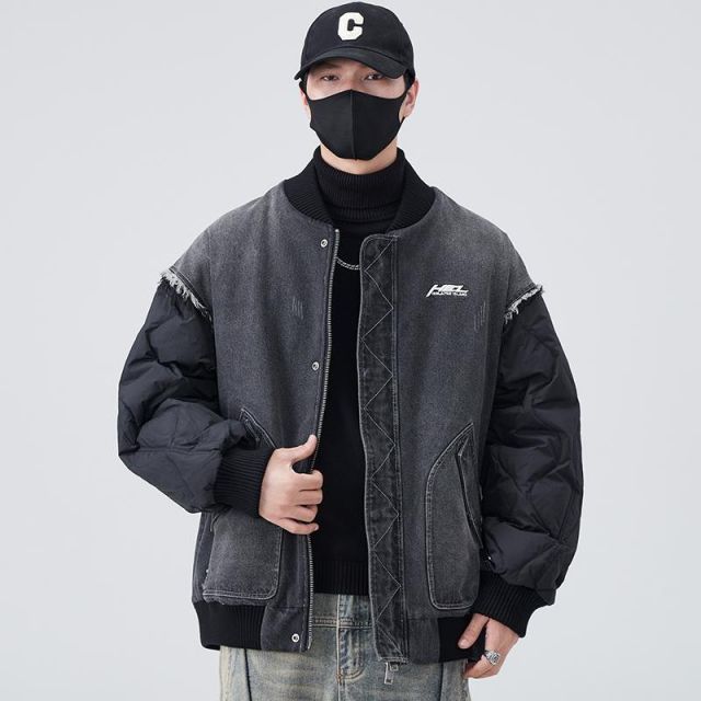 秋冬 コーデ メンズ 服 シンプル ファッション オシャレ 大人 かっこいい 大きいサイズ ストリート 紳士服 アメリカン ストリート ダウン ジャケット アウター デニム ジャケット アウター