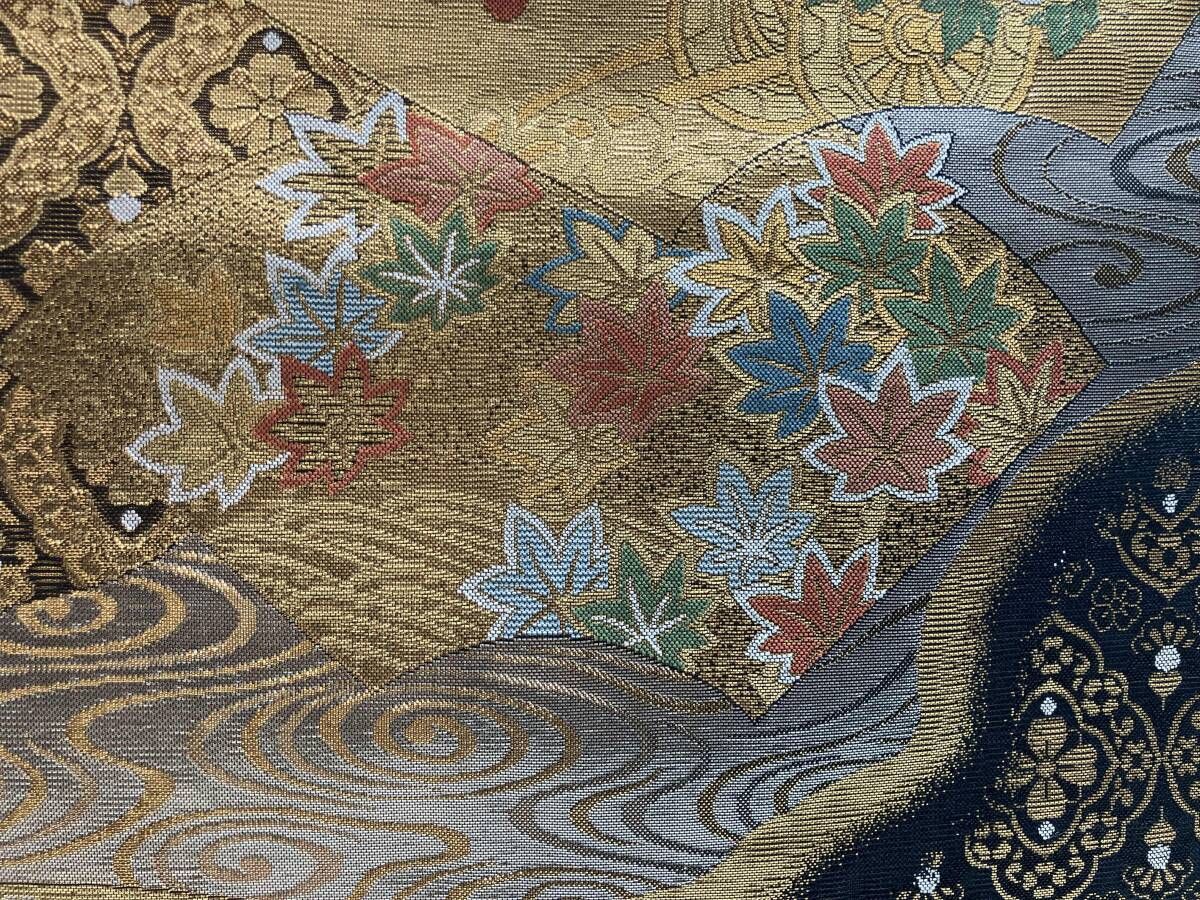 袋帯 桔梗 菊 牡丹 紅葉 花車 扇型 六通柄 - メルカリ