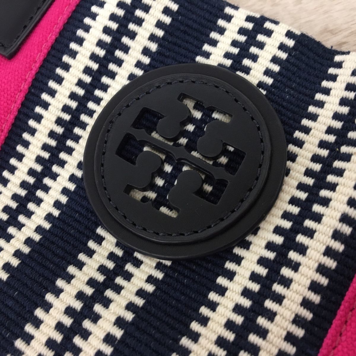 未使用 TORY BURCH トリーバーチ トートバッグ ストライプ キャンバス 