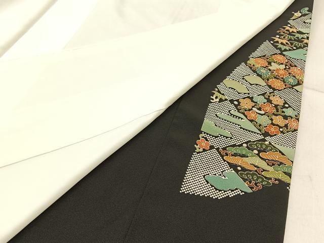 平和屋着物□豪華色留袖 駒刺繍 地紙花文 金彩 正絹 逸品