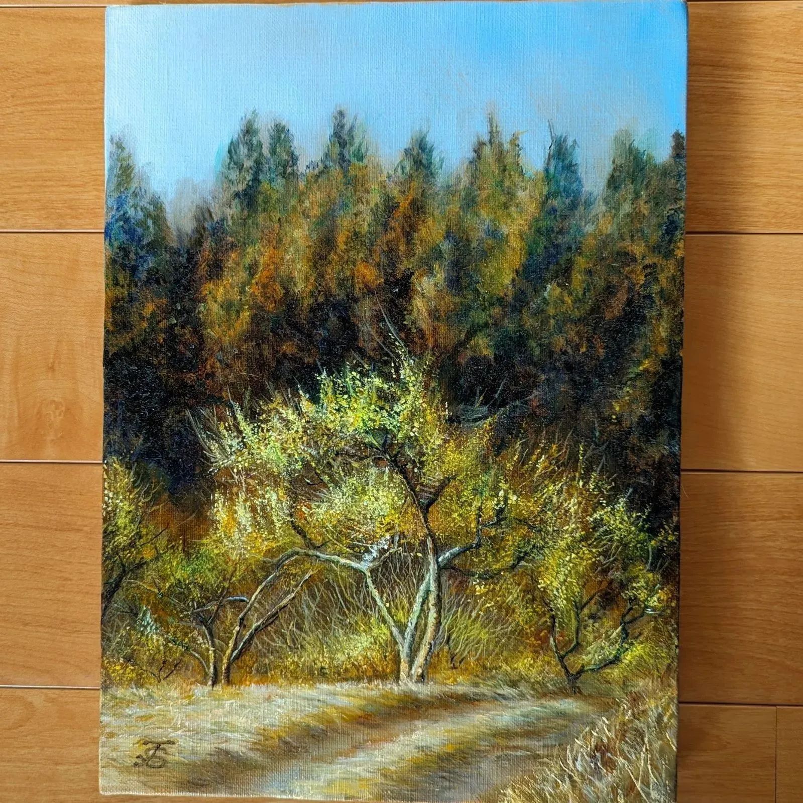 風景画　一点物　油絵　インテリア　painterTMK真筆 幸運の木 風景画 一点物 油絵 インテリア painterTMK真筆 幸運の木