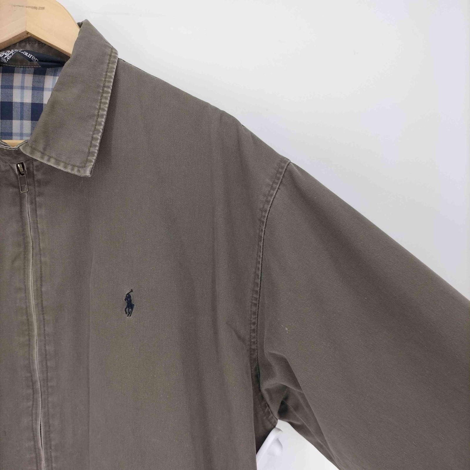 ポロ　ラルフローレン　ポニー刺繍ロゴ　ハリトンジャケット　裏地チェック　S黒 ポロ ラルフローレン ポニー刺繍ロゴ ハリトンジャケット 裏地