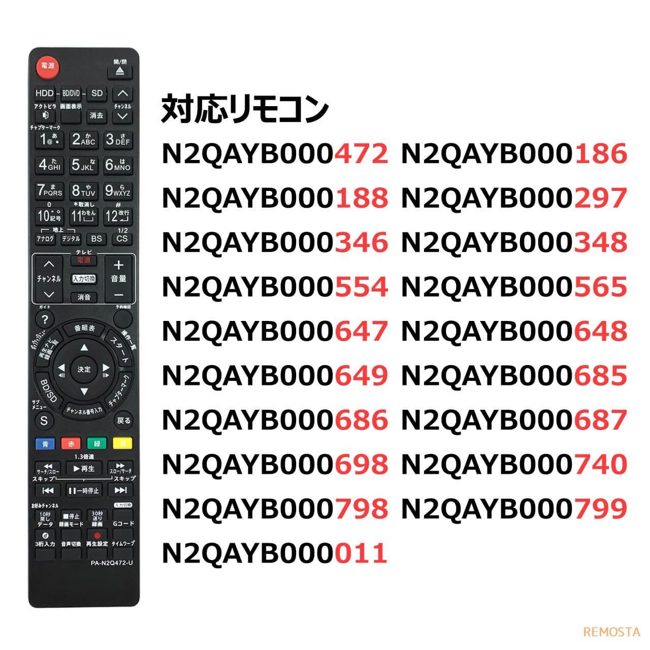 N2QBYB000011 パナソニック BDレコーダー用リモコン 無線/赤外線