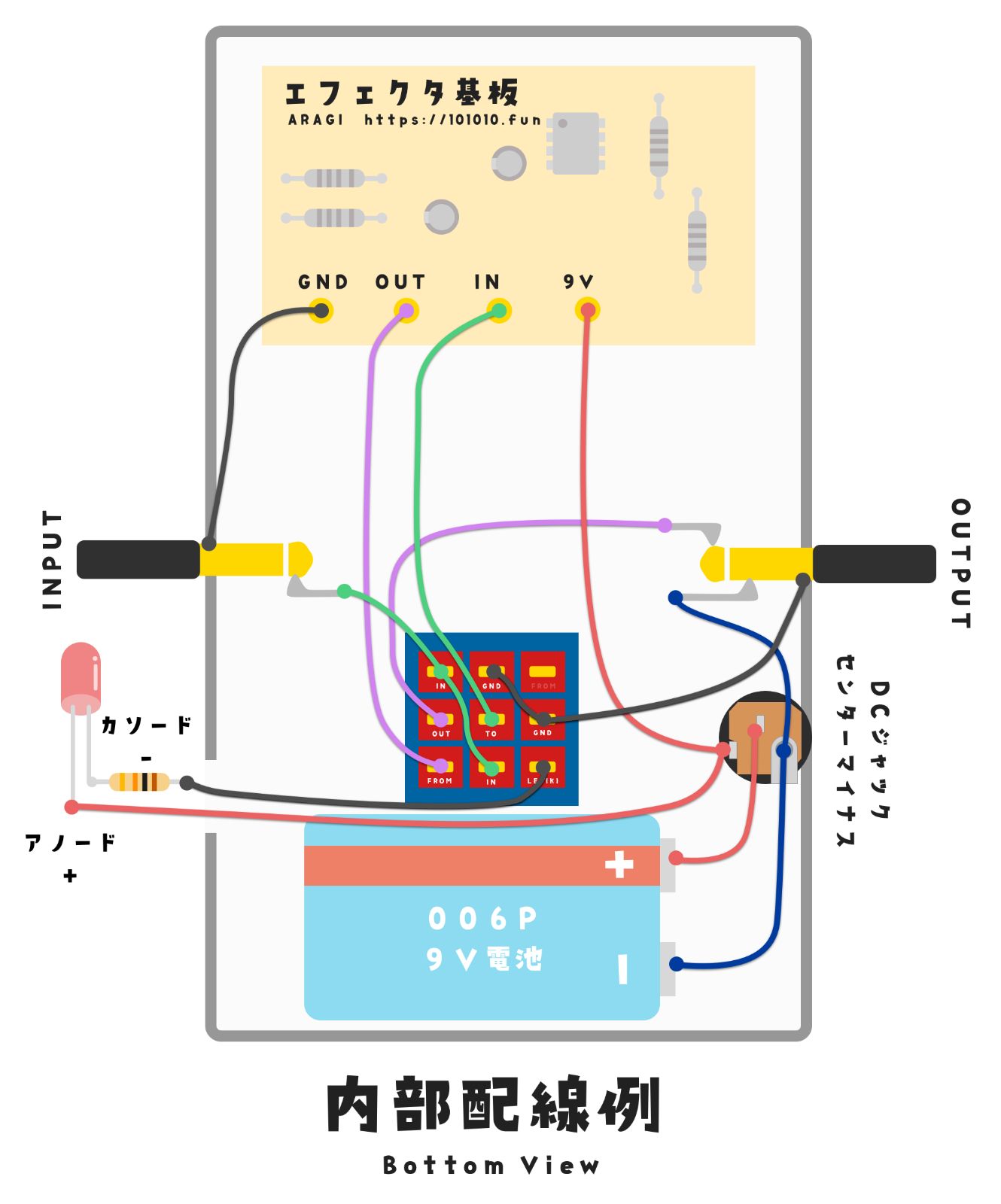 Fuzz Faceクローンキット完成品】 BC108B版 Ver1.1 ファズフェイスの 