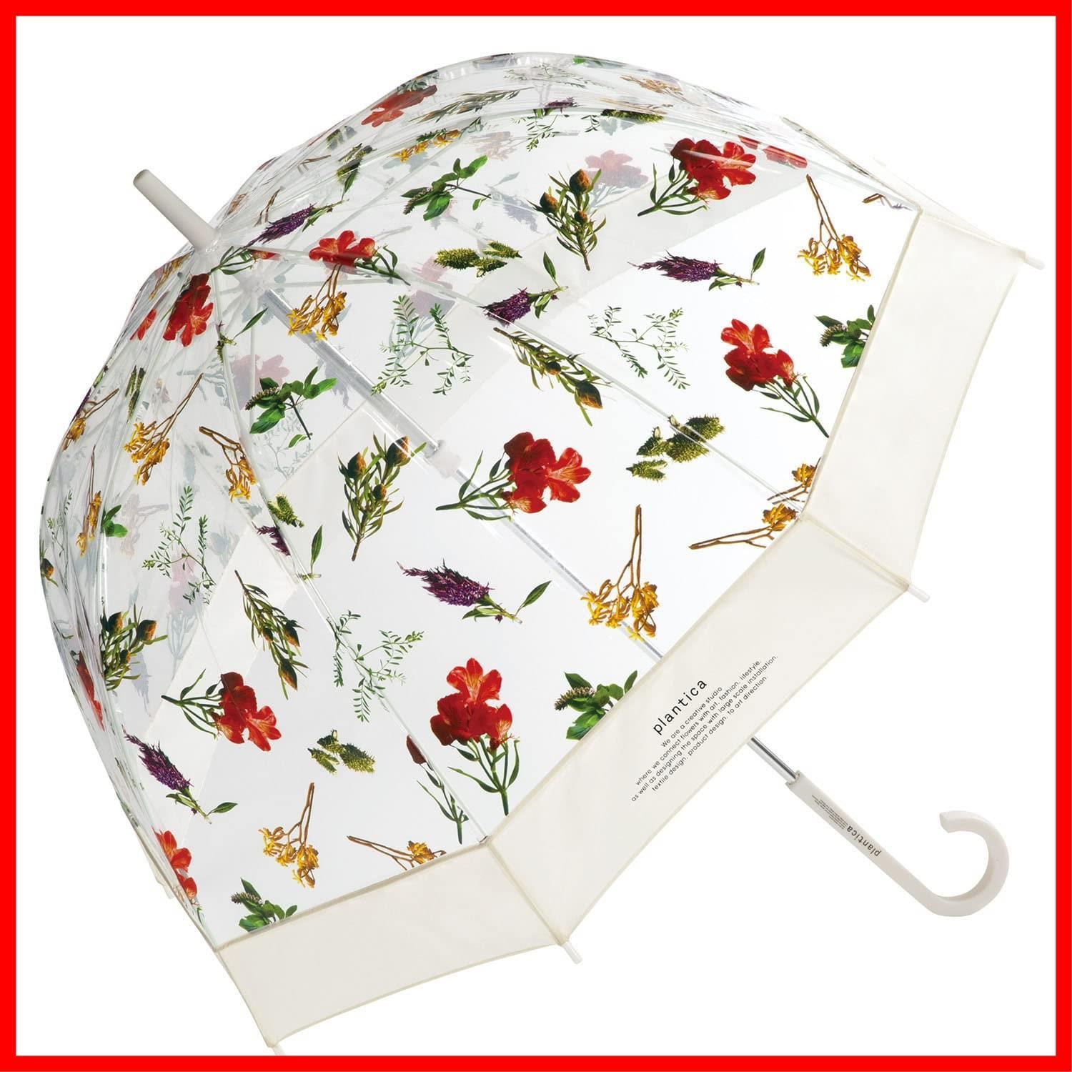 プラスティック オフ plantica Wpc フラワーアンブレラ 雨傘 長傘 65 cm レディース 大きい フォトジェニック ドーム型 おしゃれ ビニール傘 女性 通勤 通学 お花 花柄 PLV 015 001