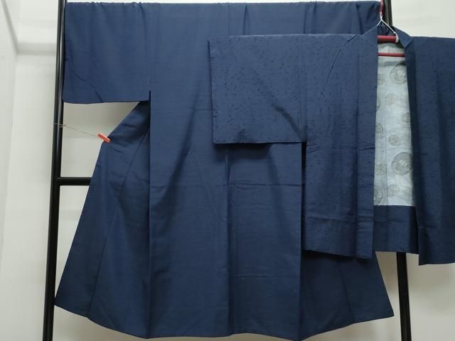 平和屋着物○男性 紬 髭紬羽織セット 濃紺色 キングサイズ 正絹 逸品 