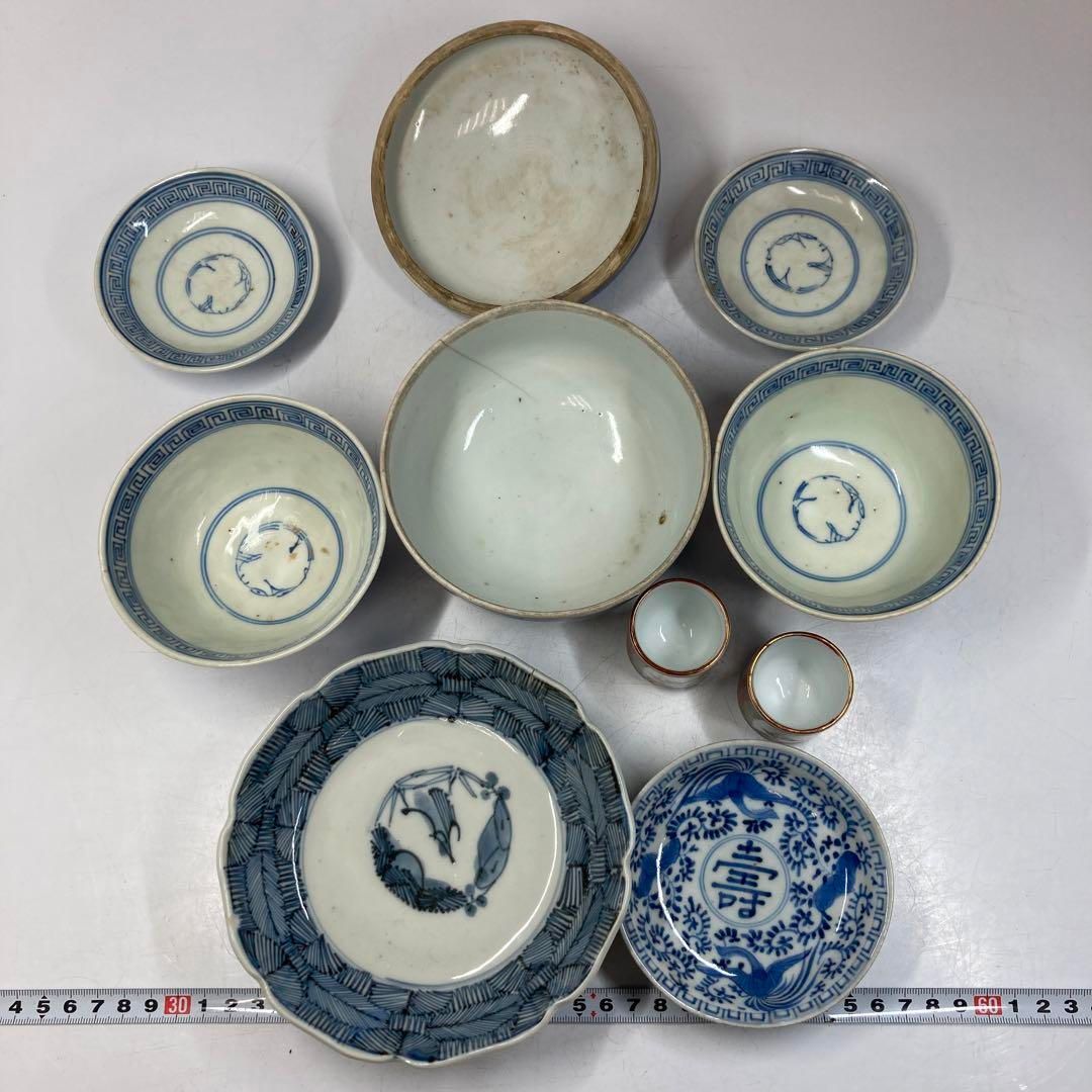 古伊万里 染付蓋茶碗、皿等7点 東Y5-0614① - メルカリ