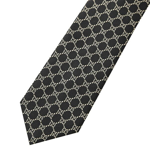 GUCCI ブラック ネクタイ GGパターン GUCCI グッチ ネクタイ GGパターン シルク イタリア製 8cm幅