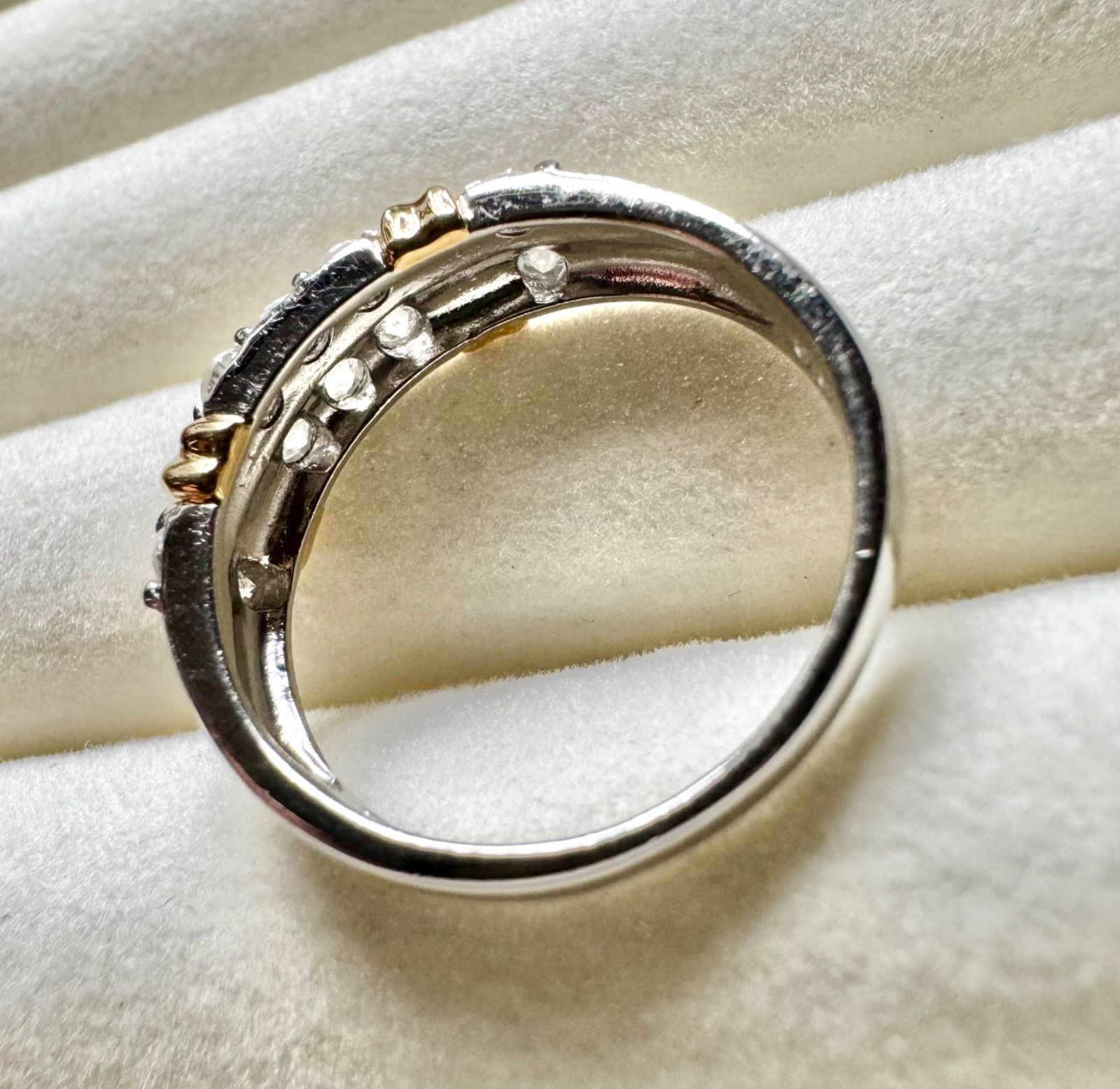 マイナス無料◇Pt900/K18*13.5号*ダイヤモンドコンビリング*プラチナ  