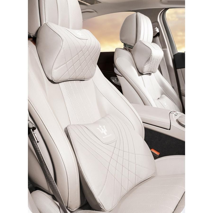 マセラティ Maseratiベージュネックパッド 腰クッション 車用