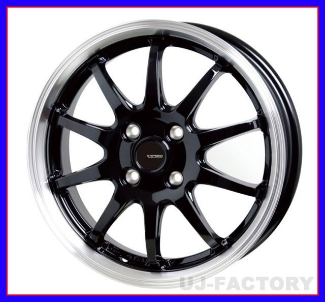 【送料無料】G-SPEED（Gスピード） P-04 メタリックブラックu0026リムポリッシュ/13インチ×4.0J/inset40 PCD：100/4H4本セット　ホイール　ホットスタッフ HOTSTUFF