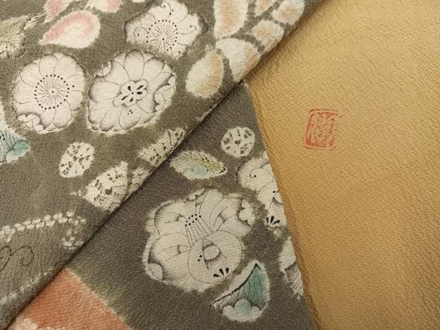 平和屋着物○十日町 名門 滝泰謹製 訪問着 辻が花 金彩 正絹 逸品