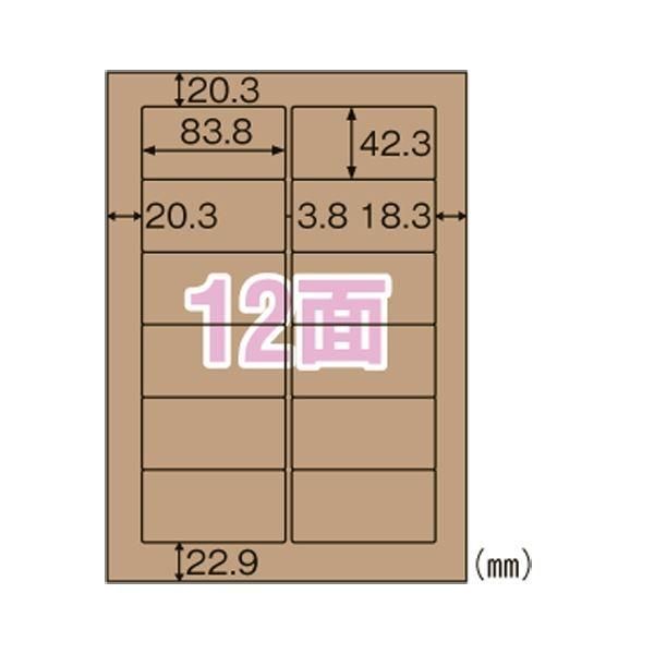 （まとめ） ヒサゴ クラフト紙ラベル ダークブラウン 12面 20枚入 〔×5セット〕