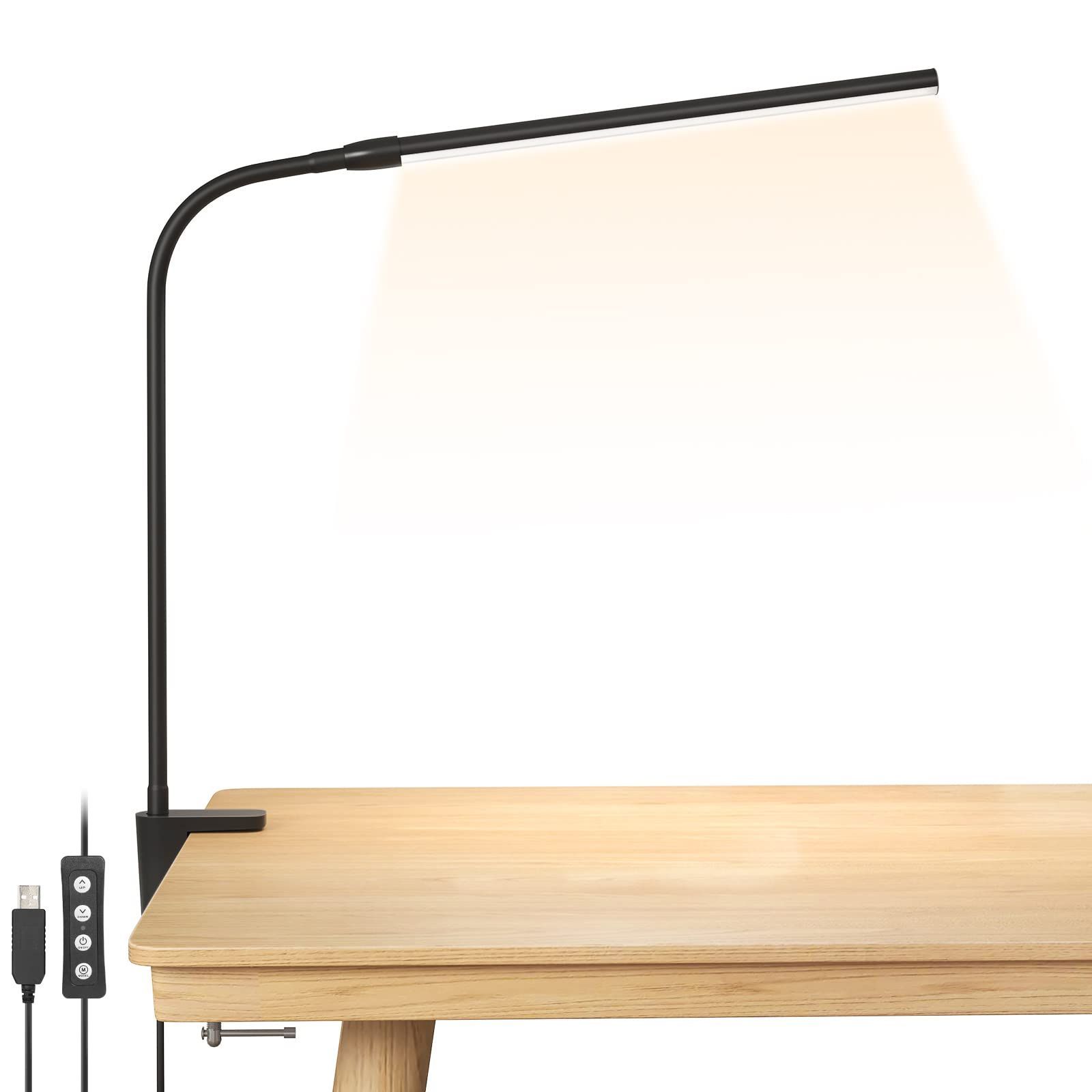 【新着商品】Lepro クランプライト デスクライト クランプ led 目に優しい 電気スタンド スタンドライト 【電球色・白色・昼光色/10段階明るさ/5W省エネ/明るい/Ra80演色/360角度調整可能/独立ボ