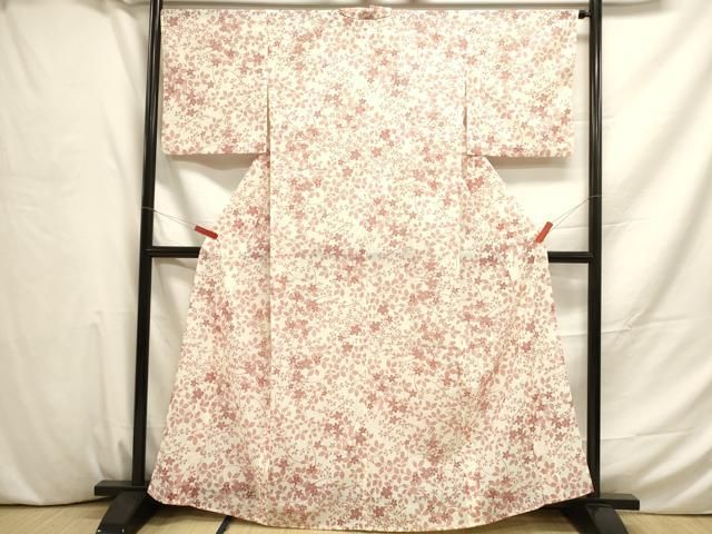 平和屋着物▽色無地 単衣 珊瑚色 洗える着物 AAAW7780fy