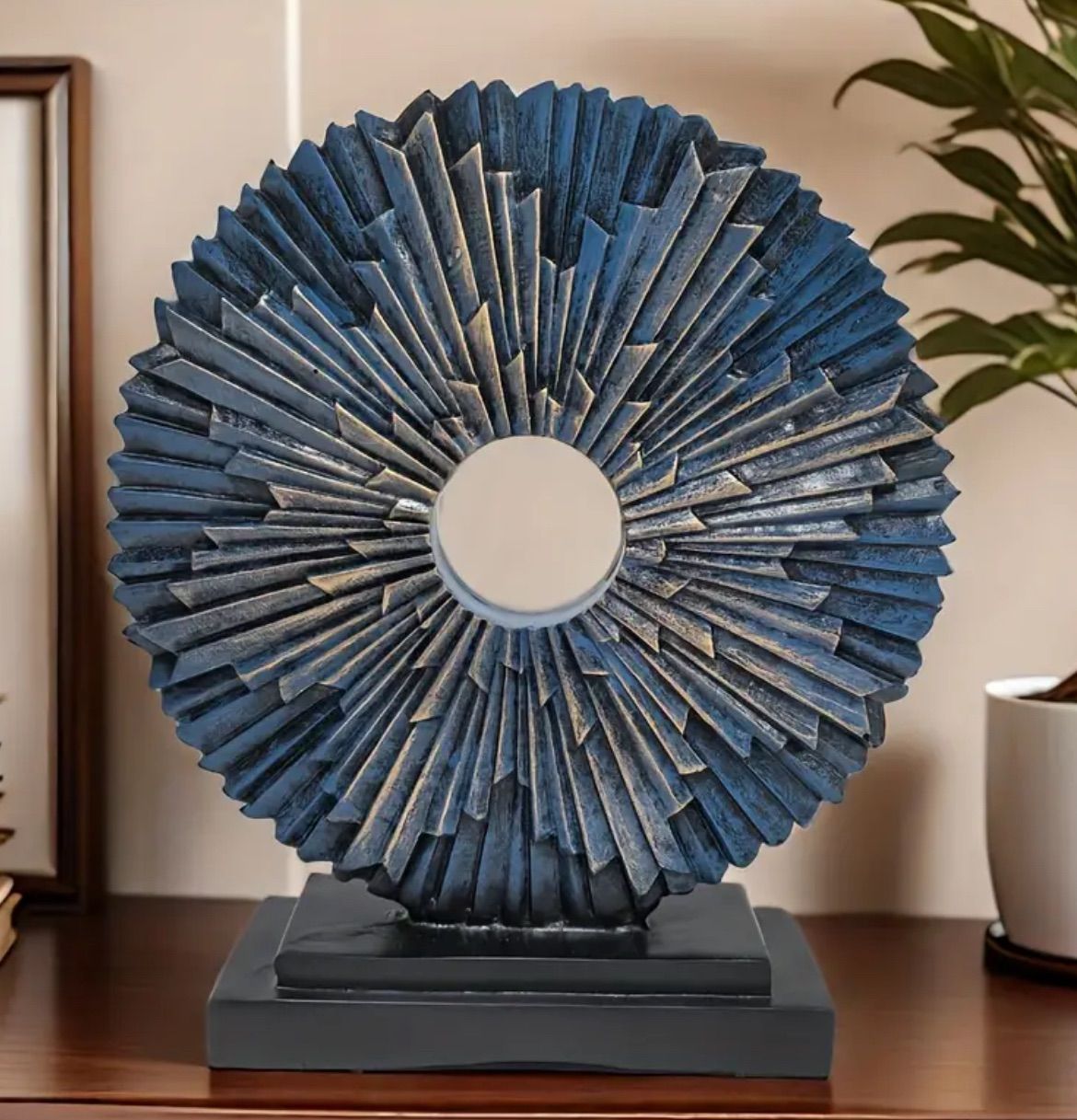 オブジェ 置物 ブルー 黒 アート インテリア 丸 おしゃれ 北欧 屋外