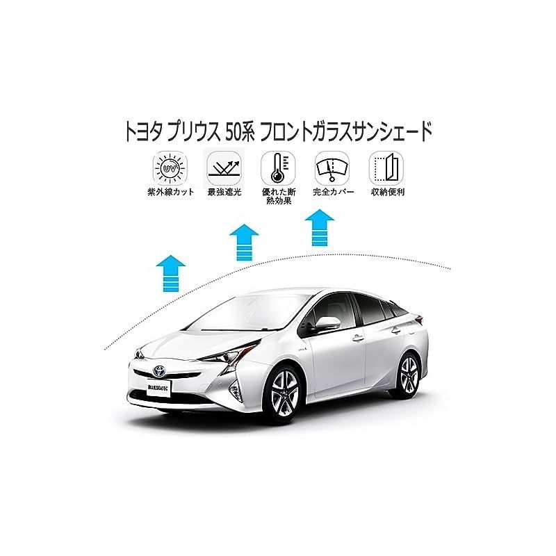 多層断熱素材】BLUESEATEC トヨタ プリウス 50系 サンシェード フロントガラス用 パラソル 車用サンシェード PRIUS 50系 日よけ  シェードカーテン ZVW50 ZVW51 ZVW55 4代目 車種専用設計 UVカット 日焼け防止 劣化 0 - メルカリ