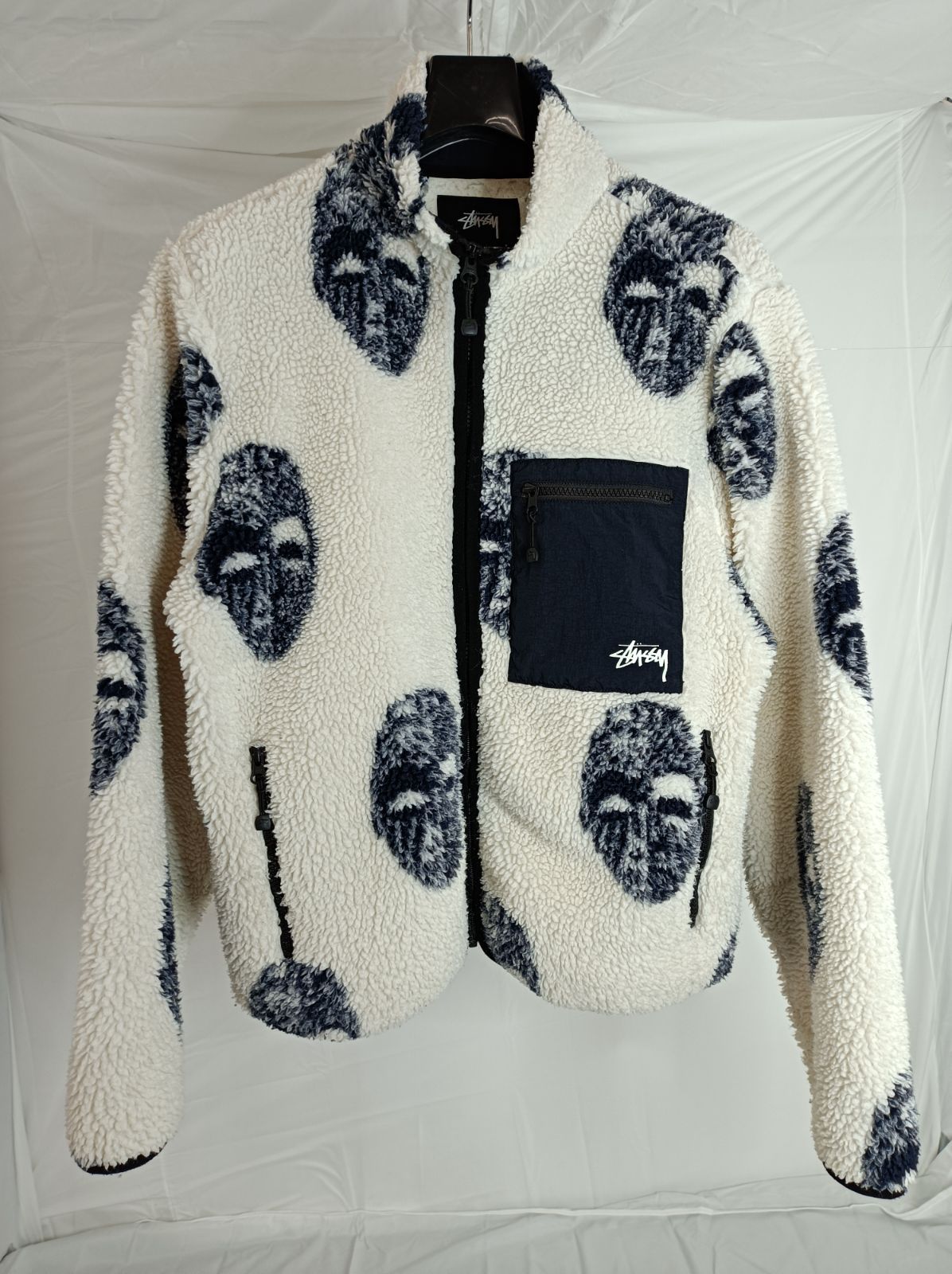 02】STUSSY Mask Jacquard Sherpa スカル ボア フリース M【3527