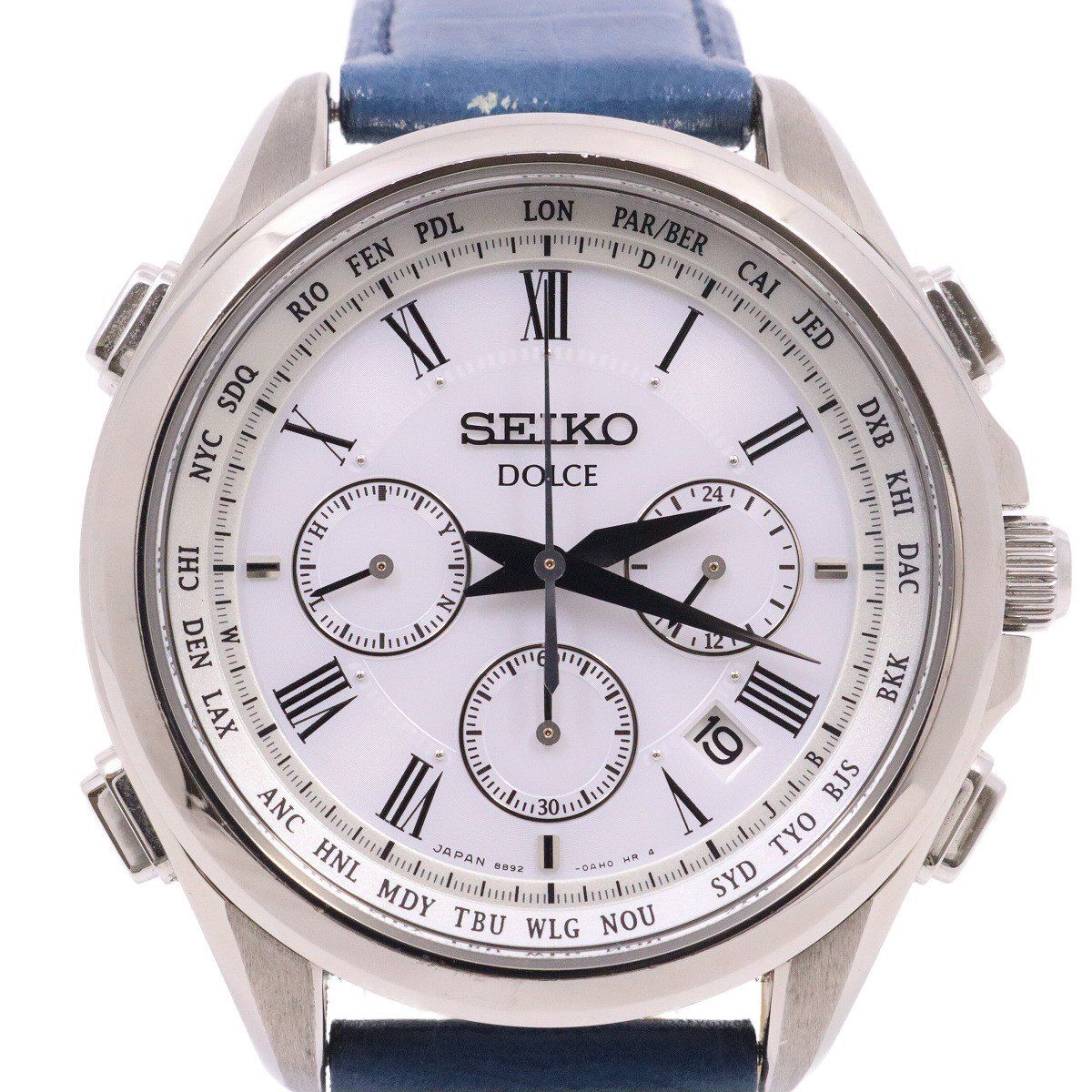 SEIKO セイコー ドルチェ ソーラー電波 クロノグラフ メンズ 腕時計 白文字盤 社外ベルト SADA039 / 8B92-0AJ0【いおき質店】  - メルカリ