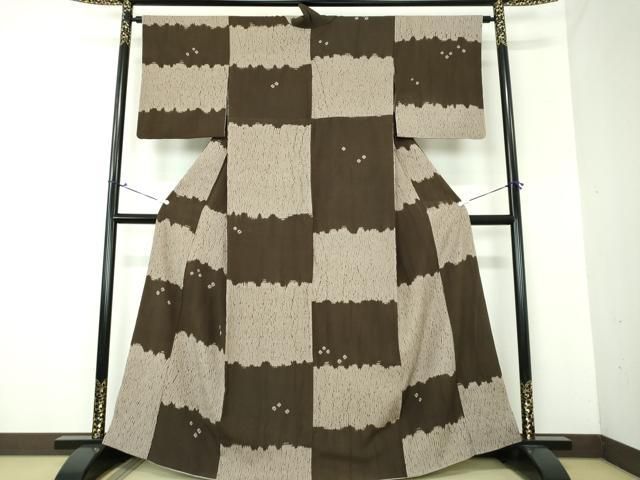 平和屋着物○上質な小紋 変わり市松舞桜文 正絹 逸品 CAAX4407ut