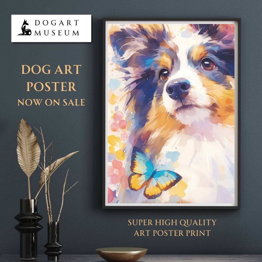 蝶犬戯舞 - ラフコリー・シェルティー犬の子犬 No.1】ジークレー版画