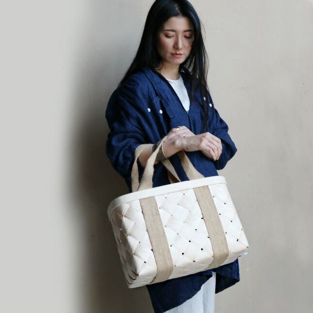 CINQ サンク 白樺のかごバッグ（L）| ハンドメイド かご ピクニック