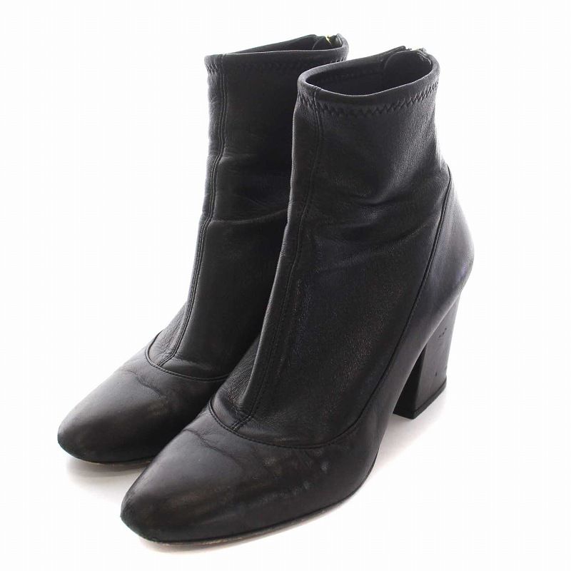セルジオロッシ Sergio rossi ショートブーツ ブーティ チャンキーヒール レザー 36 23cm 黒 ブラック |YM