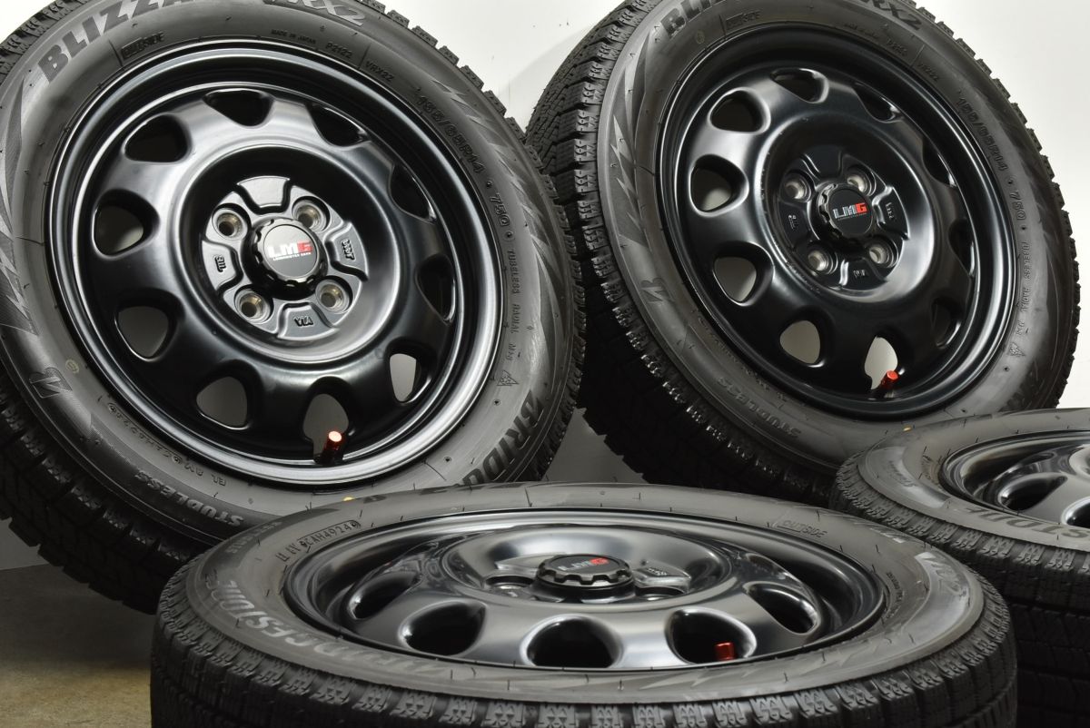 製 バリ溝 LMG OFF-STYLE 14in 4.5J 45 PCD100 ブリヂストン ブリザック VRX2 155 65R14 N-BOX ワゴンR アルト タント ムーヴ