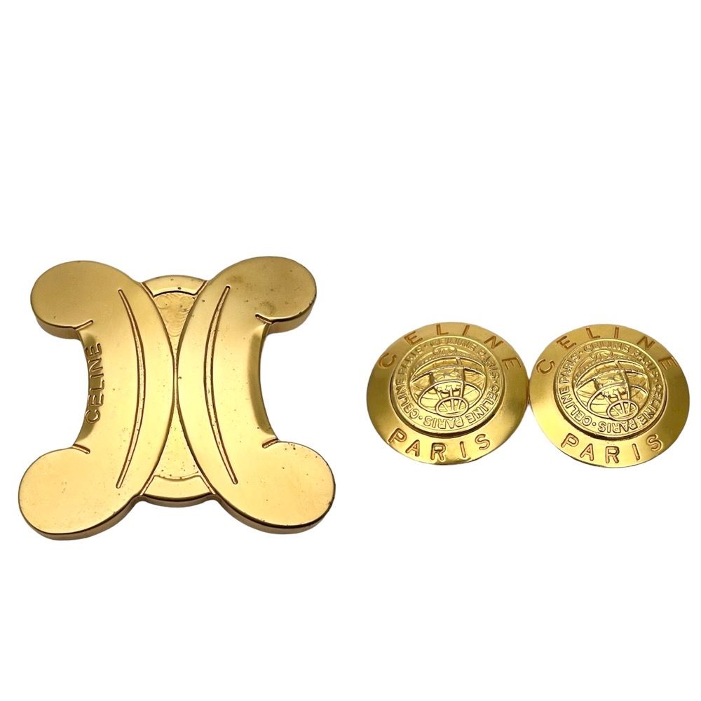 セリーヌ イヤリング レディース ブローチセット マカダム ラウンド サークル ロゴ アクセサリー ゴールド CELINE 【中古品】 VINTAGE BRAND TOKYO メルカリ セリーヌ ヴィンテージイヤリング マガタム パリで購入 ゴールド