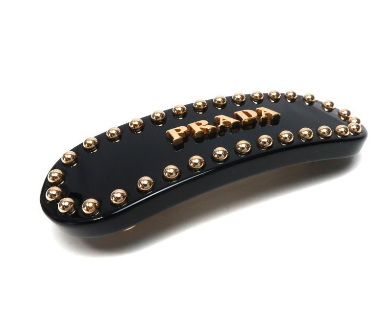 【美品】PRADA プラダ バレッタ プレックス スタッズ ロゴ ヘアクリップ 2724h140008-1.jpg