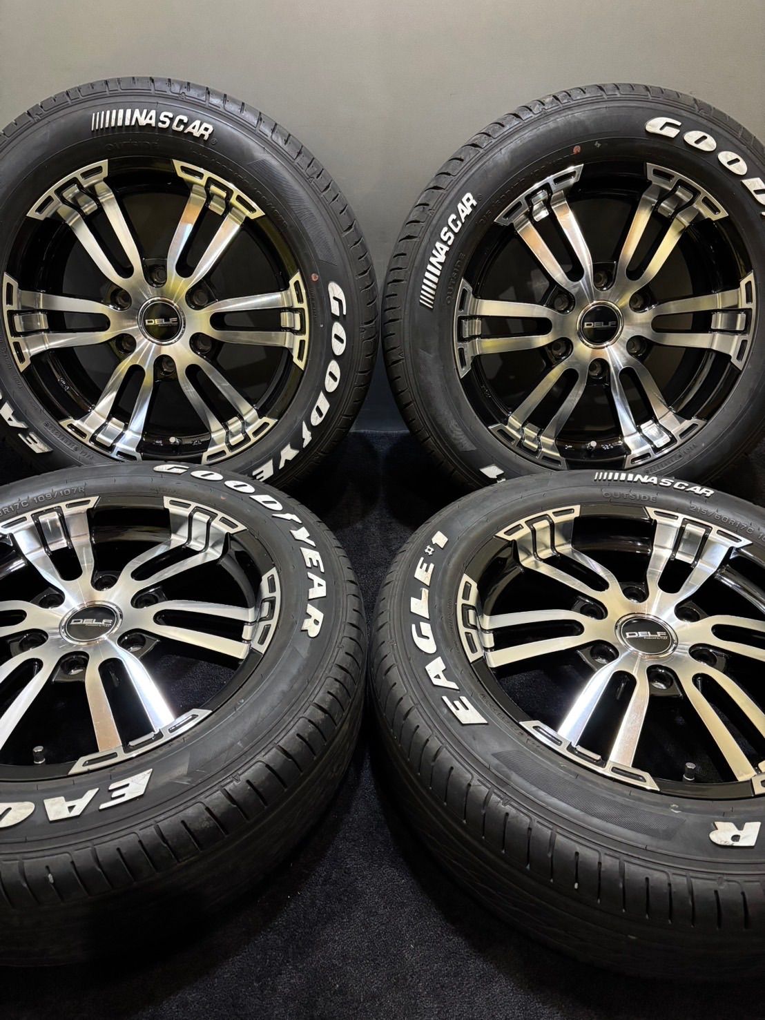 215|60R17C 109|107R GOODYEAR|EAGLE 1 23年製 DELF 17インチ 6.5J 38 139.7 6H 夏タイヤ 4本 ハイエース ホワイトレター 南1-I977
