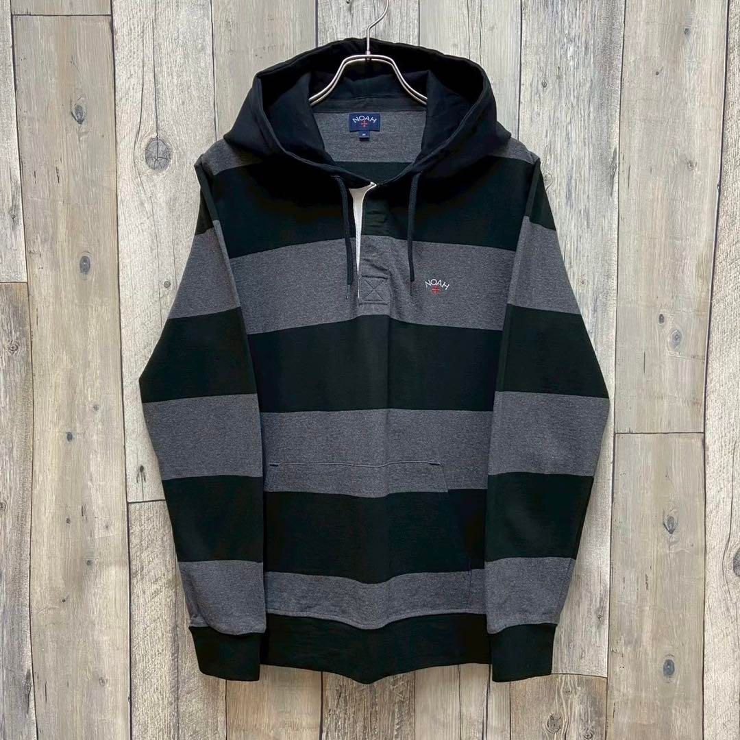 NOAH ノア ヘンリーネック ボーダー パーカー フーディー ロンT M
