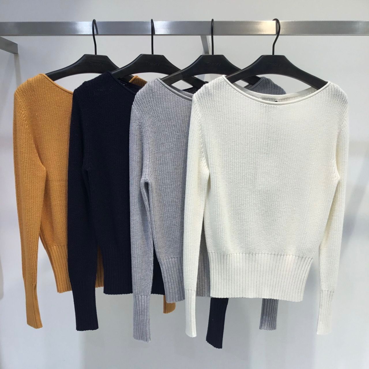 Theory コットンカシミヤ ロールボートネックニット Theory コットンカシミヤボートネックニット CASHCOTTON/JERSEY