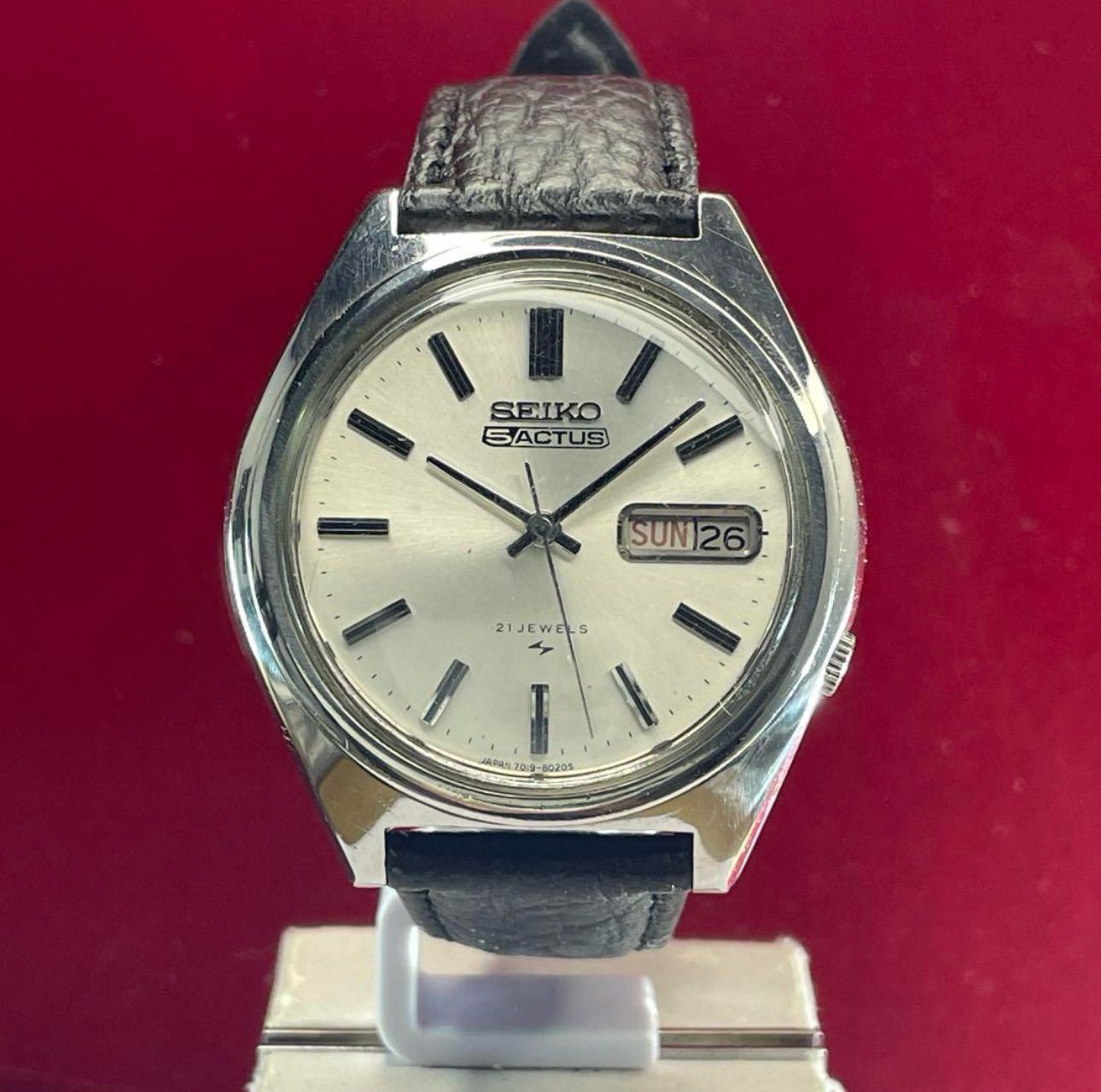美品 SEIKO 5 ACTUS 自動巻 21石 日本製 シルバー文字盤 腕時計 【公式 