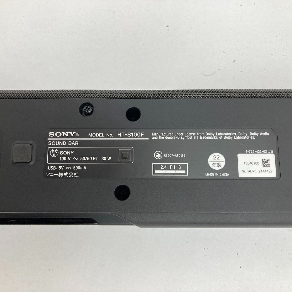 03w14137/【動作確認済】SONY ソニー SOUND BAR サウンドバー HT-S100F 