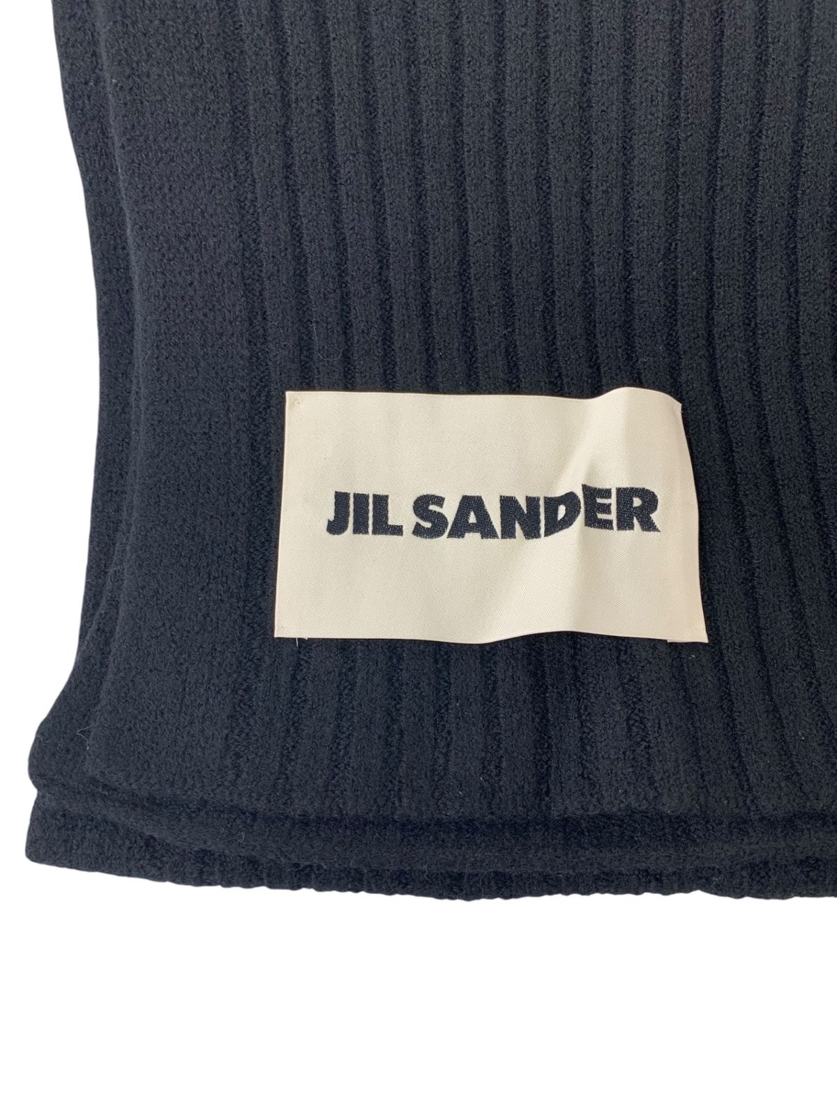 ジルサンダー KR JM IW 0528 マフラー ブラック ロゴ付き ウール