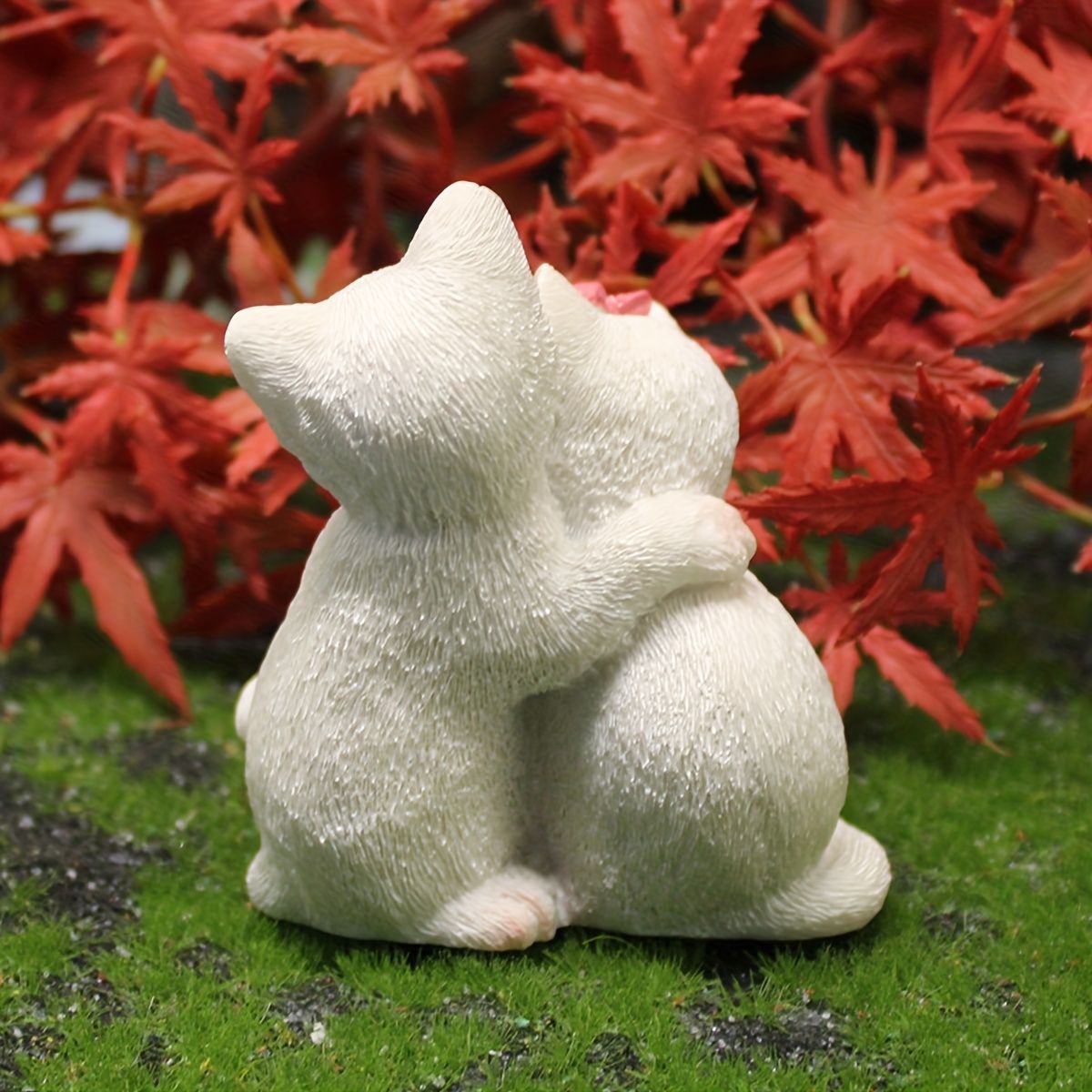 置物 オブジェ ガーデンオーナメント 室内 屋外 インテリア カップル 猫の 置物 オブジェ ガーデンオーナメント ネコのカップル 猫 ねこ 白