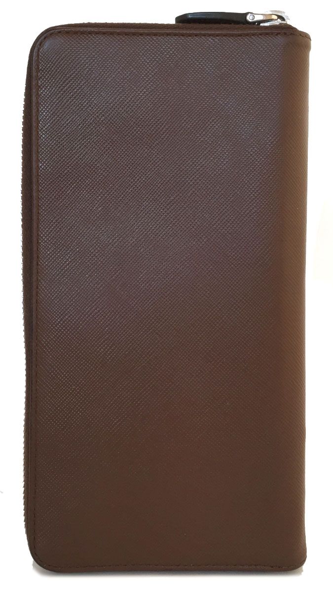 カード付 プラダ 長財布 メンズ ラウンドファスナー 財布 ブラウン