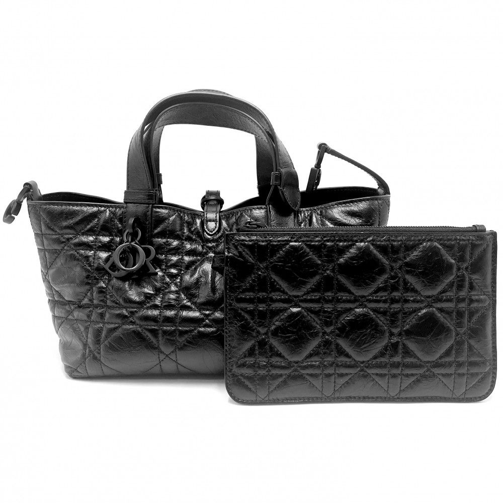 クリスチャンディオール ハンドバッグ レディース マクロカナージュ Dior Toujours スモール 小さめ 肩掛け トゥジュール Christian Dior M2822OSNW_M900 レザー ブラック 黒 ブラック金具 品