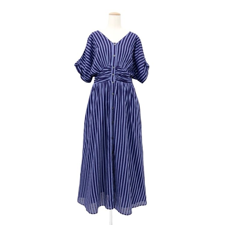 24SS ne Quittez pas ヌキテパ Cotton Voile Stripe Waist Gather