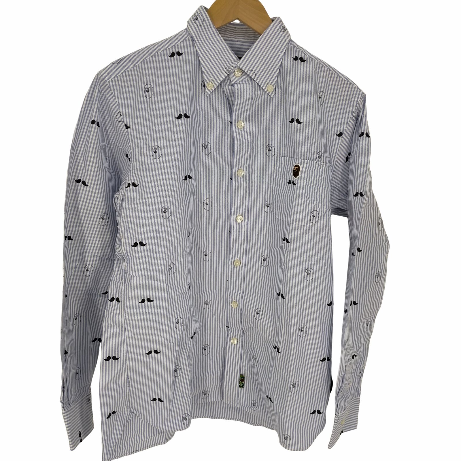 Ape Bathing Mr. ボタンダウンシャツ　Lサイズ ヒゲボタンダウンシャツ APE BATHING Mr. ミスターベイシングエイプ トップス