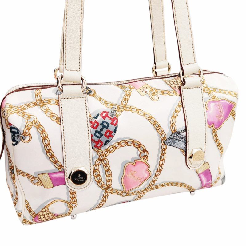 グッチ GUCCI チェーン柄 トートバッグ ハンドバッグ ミニボストン 