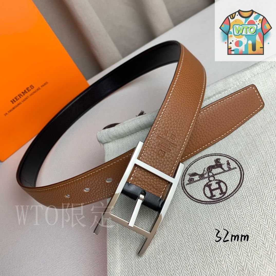 今日WTO】Herm?s エルメス ニードルバックル レザーベルト-GY63