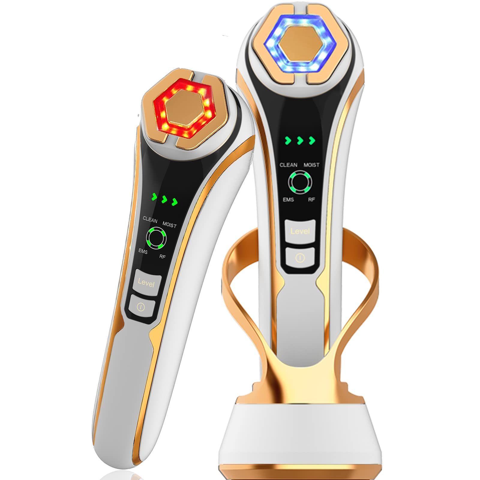 Vimaydo 【2023 革新版 】美顔器 RF美顔器 イオン導出 イオン導入 EMS 微電流 LED搭載 1台6役 4種類モード 3段階レベル 超音波振動 クレンジング 毛穴汚れとり 肌引き締め 目元ケア 口元ケア 肌ケア 