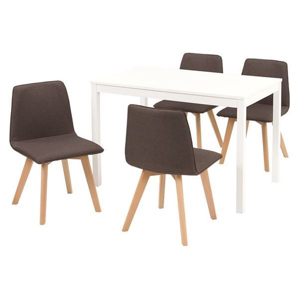 ダイニング 5点セット テーブル 110×70cm ホワイト×1 チェア ブラウン×4 木製 組立品 リビング キッチン リビング 代引不可