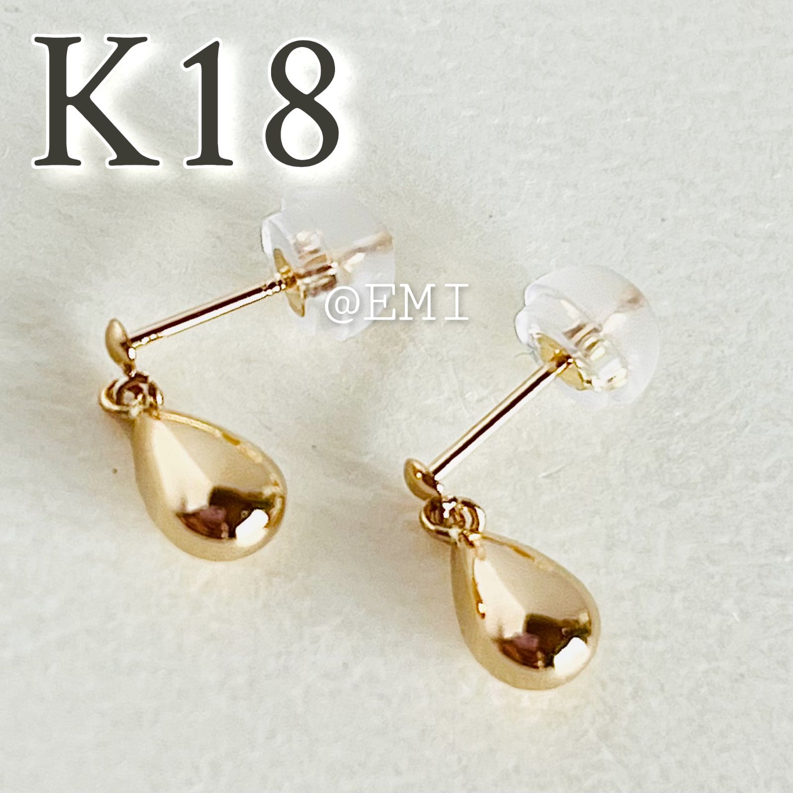 K18 ドロップモチーフ スタッドピアス 雫 ピアス 18金 地金 【公式通販】