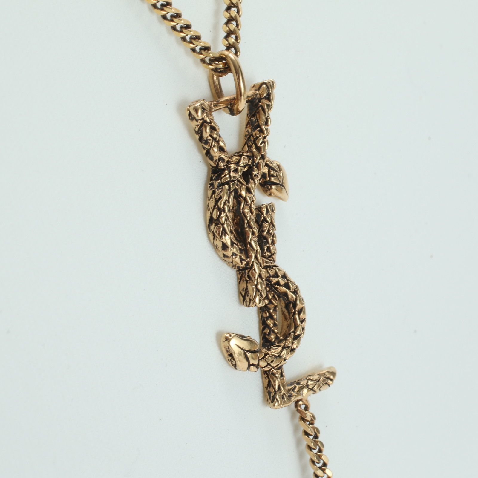 極美品 ヴィンテージ サンローラン パリ YSL ロゴ スネーク ネックレス 
