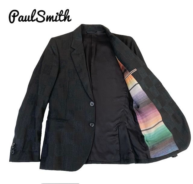 中古 ポールスミス Paul Smith テーラードジャケット チェック柄 ウール シグネチャーストライプ グレー×ブラウン メンズ Ｓサイズ -  メルカリ