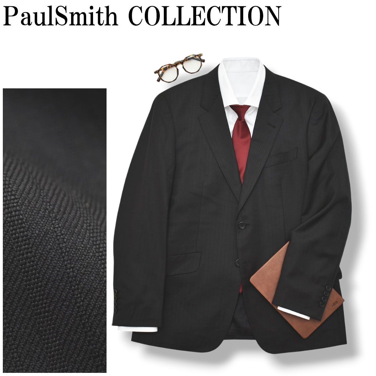 ★希少 羊革★ ポールスミス コレクション テーラード ジャケット 裏地花柄 黒 ポール・スミス Paul Smith 派手 花柄 ジャケット裏地 38 М 黒