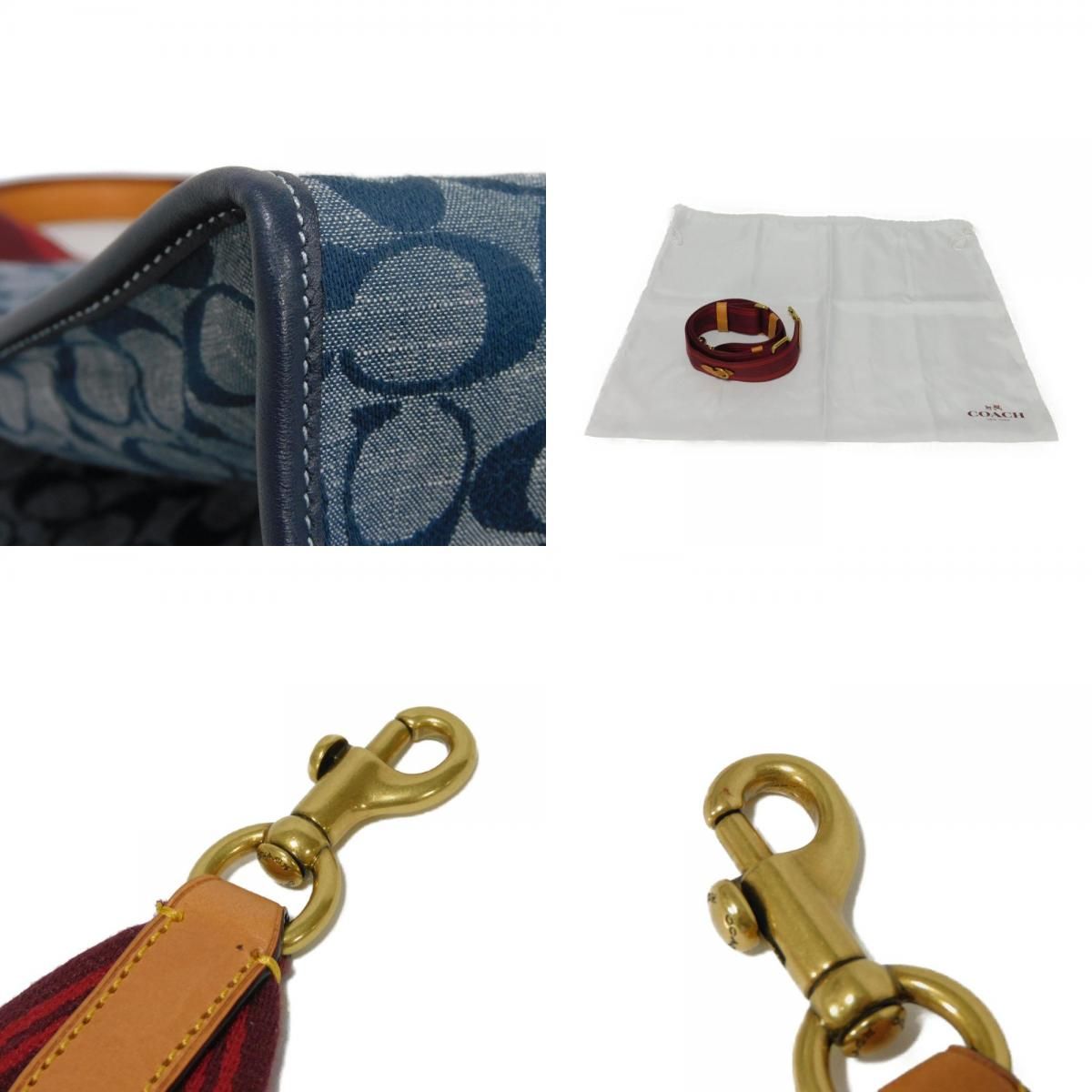 COACH コーチ シャンブレー トート 34 ネイビー 2WAY ショルダーバッグ 